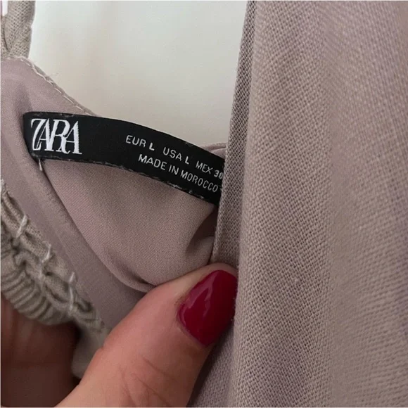 Zara Beige Button-Front Midi Dress - Picture 8 of 9